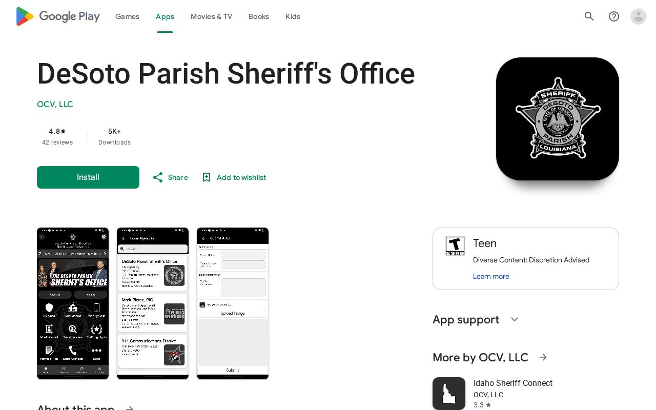 DeSoto Parish arrest records sheriff Android app