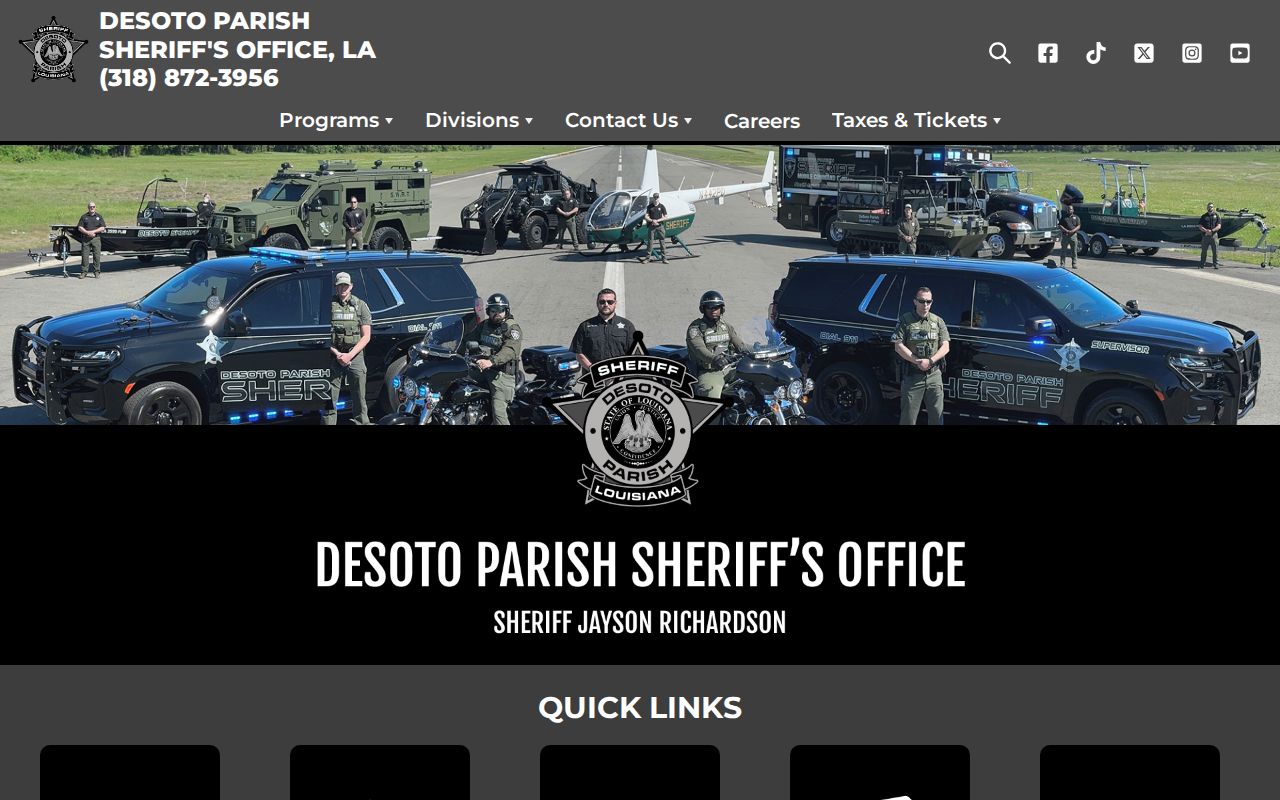 DeSoto Parish criminal history resources on the sheriff website